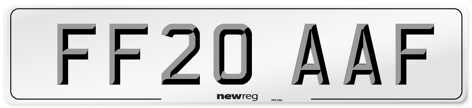 FF20 AAF Number Plate from New Reg